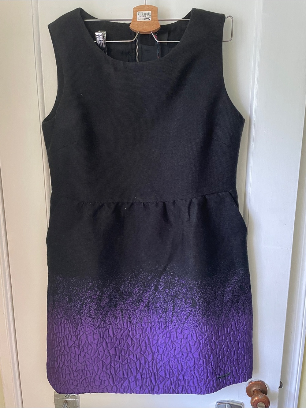 Desigual Black and Purple Sleeveless Ombre Mini Dress